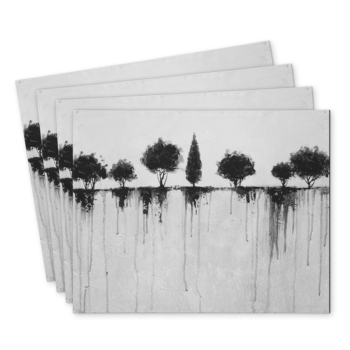 Picture of Begin Home Decor C4PP1418N9MBNK 14 x 18 in. Abstract Black Trees Polyester Placemat - Home Decor Essentials - Set of 4