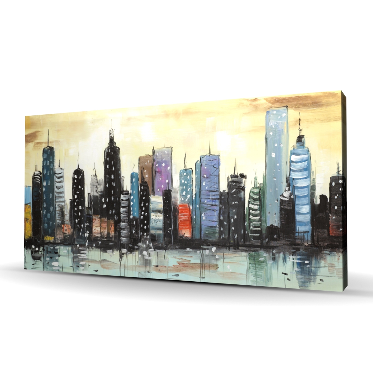 C1RC2448EZXVIT 24 x 48 in. Skyline on Abstract Cityscape - Contemporary Canvas Art for Home