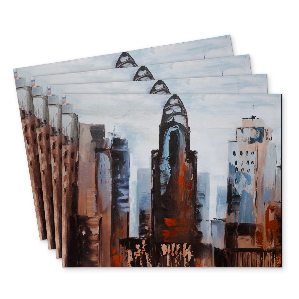 Picture of Begin Home Decor C4PP1418S6593P 14 x 18 in. Sullen Day in the City Polyester Placemat - Home Decor - Set of 4