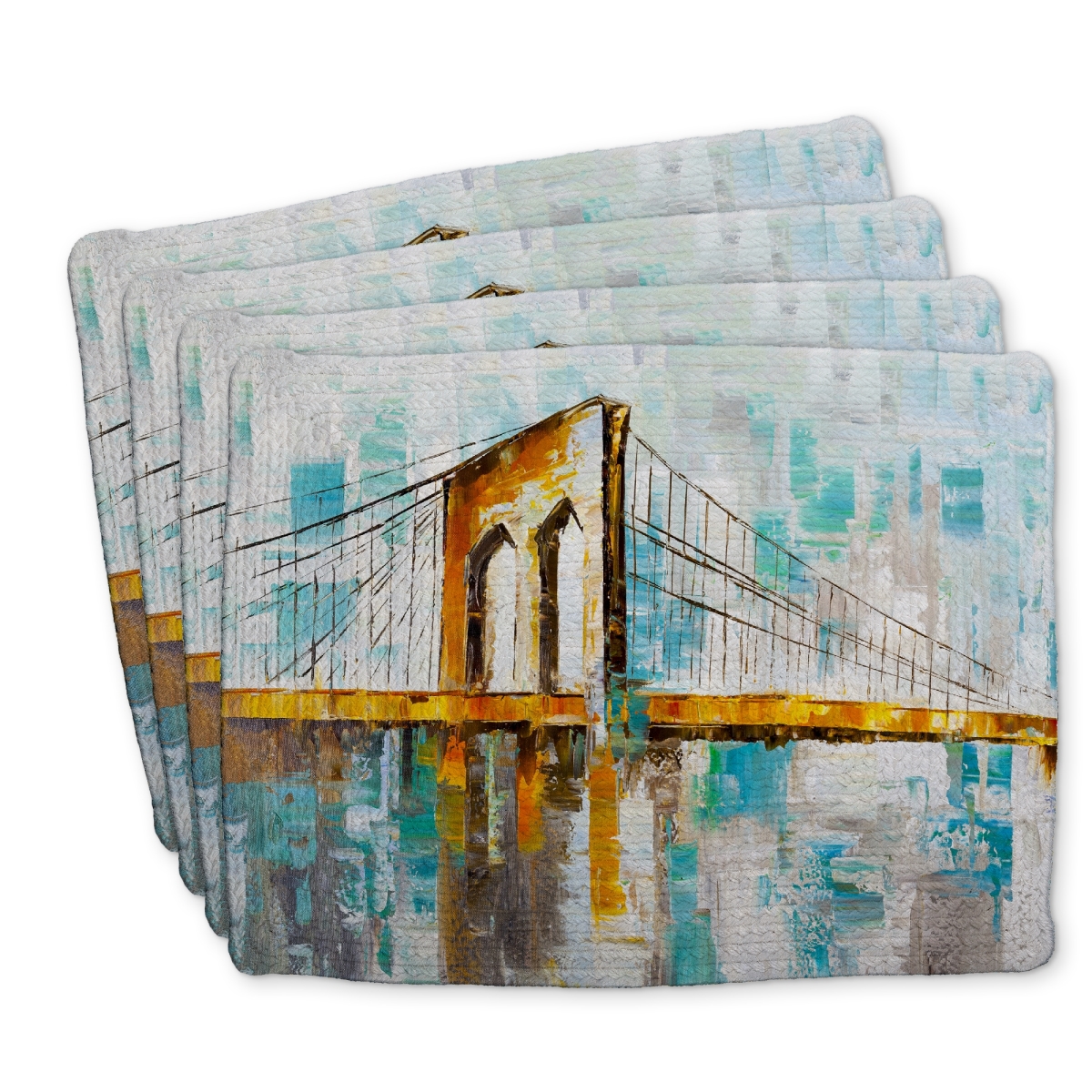 Picture of Begin Home Decor C4BP1418K17590 14 x 18 in. Brooklyn Bridge Braided Polyester Placemat for Home Decor - Set of 4