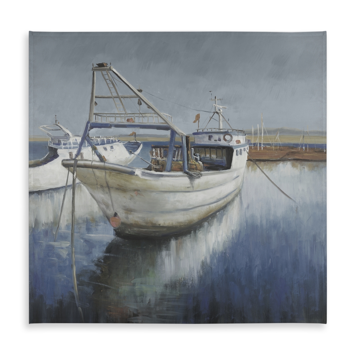 Picture of Begin Home Decor C1TC5858A2BGK8 58 x 58 in. Blue Fishing Boat Tablecloth - Indoor Outdoor Home Decor