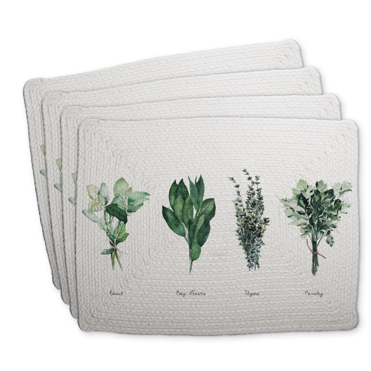 Picture of Begin Home Decor C4BP14183F4XSE 14 x 18 in. Fine Herbs Braided Polyester Placemat for Home Decor - Set of 4