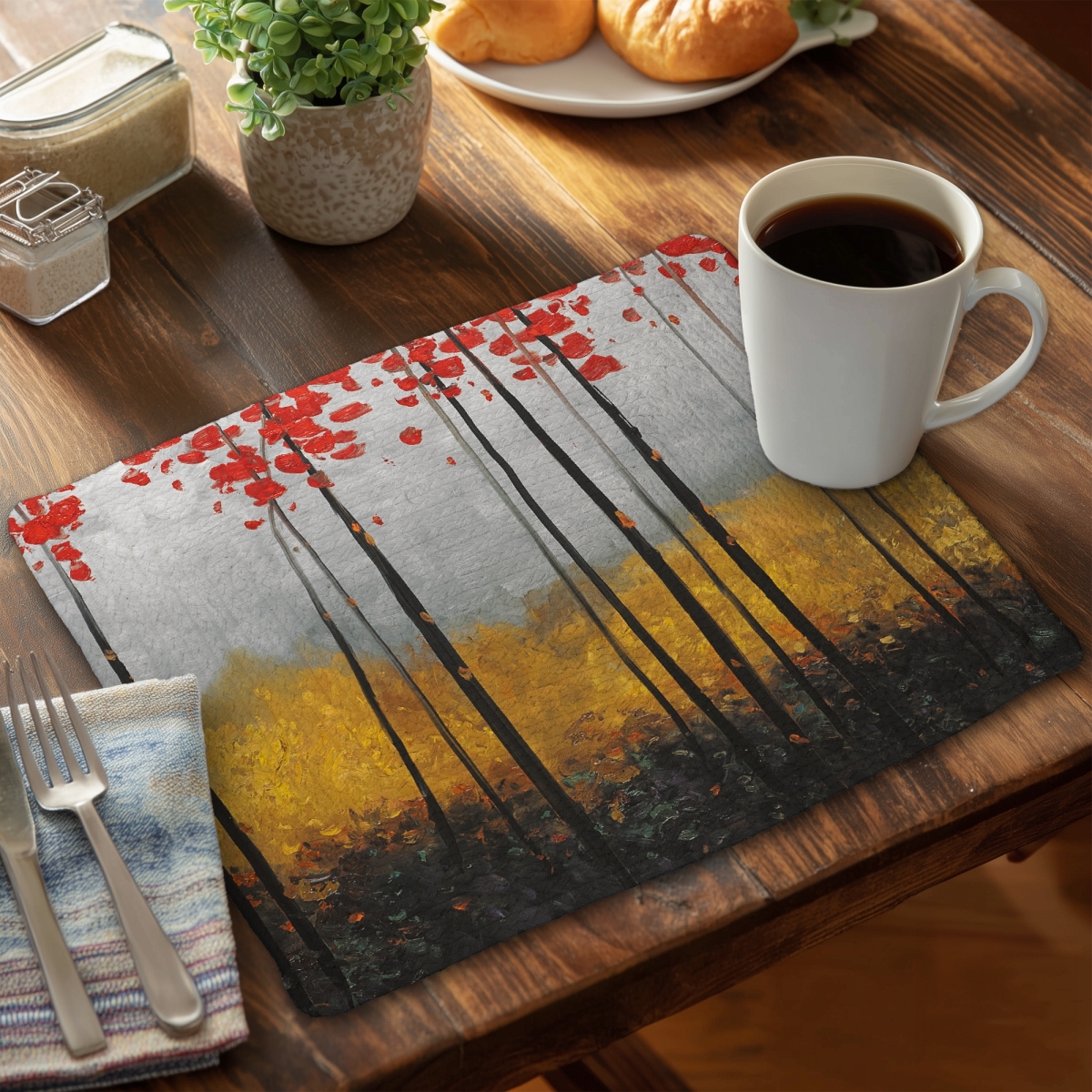 Picture of Begin Home Decor C4BP1418M56B1V 14 x 18 in. Abstract Landscape Braided Polyester Placemat - Home Decor - Set of 4