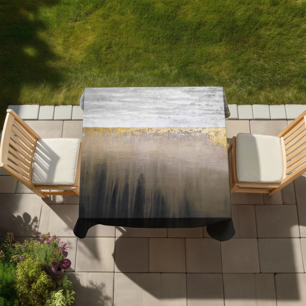 Picture of Begin Home Decor C1TC585841PCGQ 58 x 58 in. Contemporary Gilding Tablecloth - Indoor & Outdoor Home Decor
