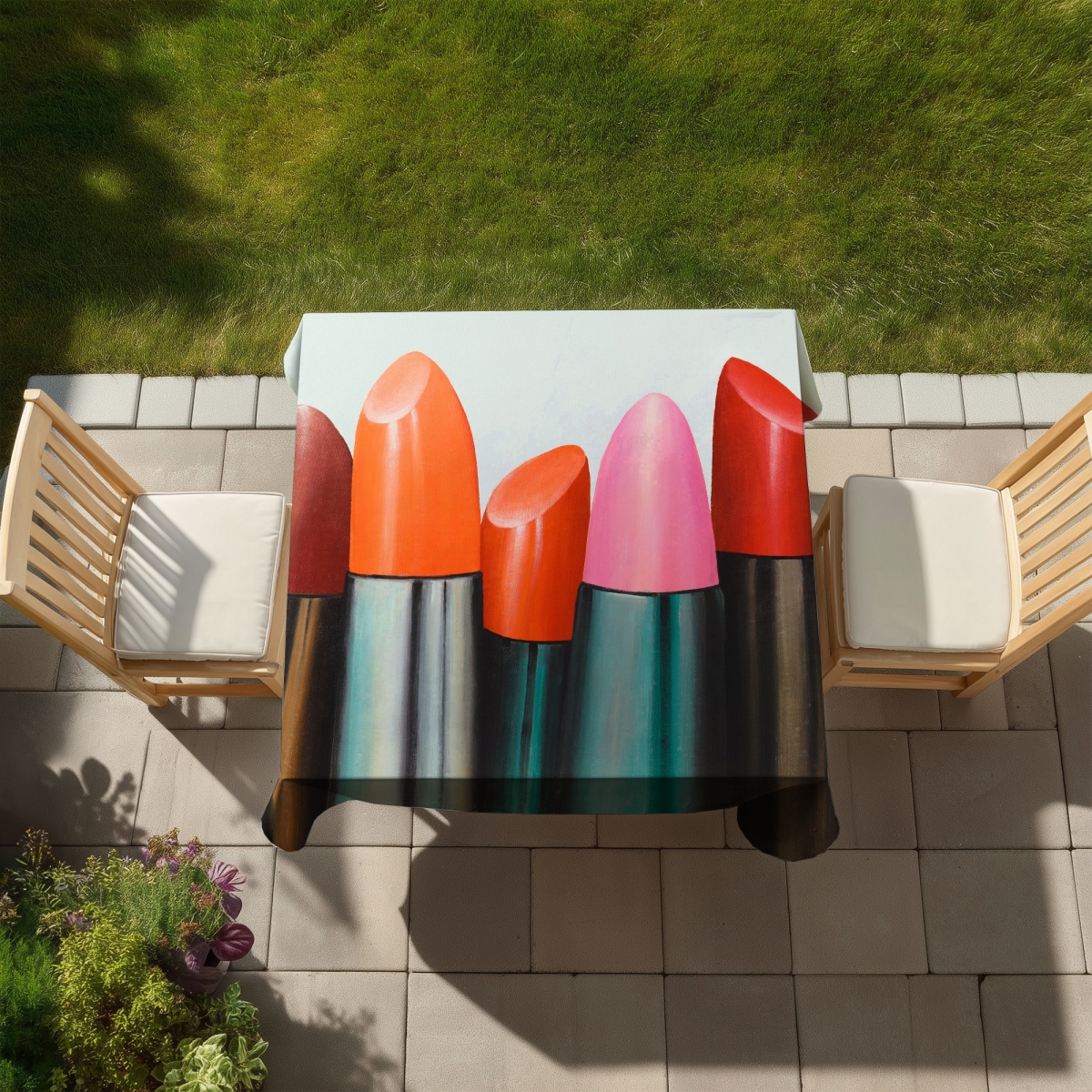 Picture of Begin Home Decor C1TC5858726R0E 58 x 58 in. Lipstick Collection - Orange Romantic Tablecloth for Home Decor