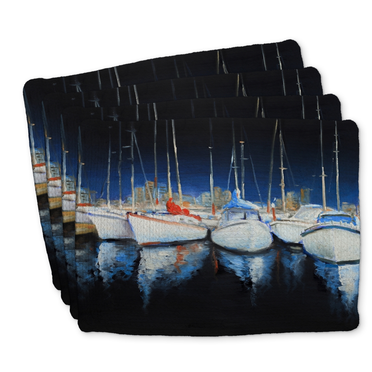 Picture of Begin Home Decor C4BP1418FH9742 14 x 18 in. Evening At the Marina Braided Polyester Placemat - Home Decor - Set of 4