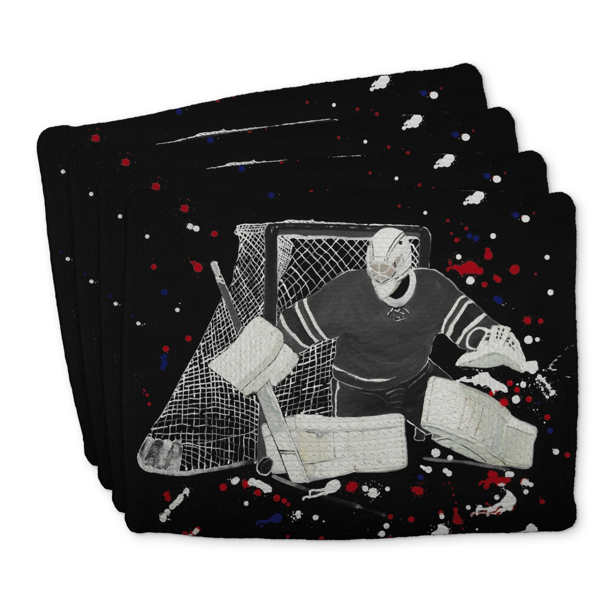 Picture of Begin Home Decor C4BP1418T2PJUP 14 x 18 in. Goalkeeper Hockey Goal - Braided Polyester Placemat for Home Decor - Set of 4