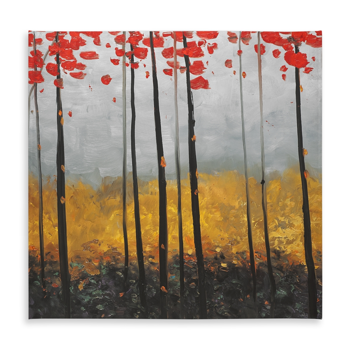 Picture of Begin Home Decor C1TC5858WAVI1A 58 x 58 in. Abstract Landscape Yellow Trees Tablecloth for Home Decor