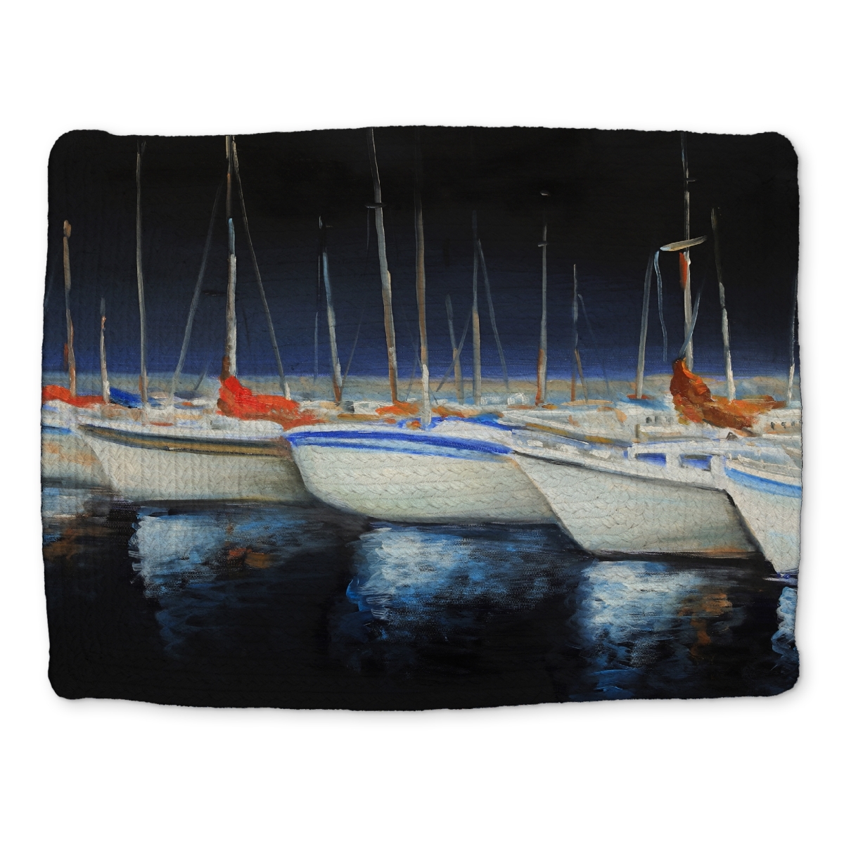 Picture of Begin Home Decor CBPM1418L8NDZ9 14 x 18 in. Blue Coastal Braided Placemat - Fishing Boats Home Decor
