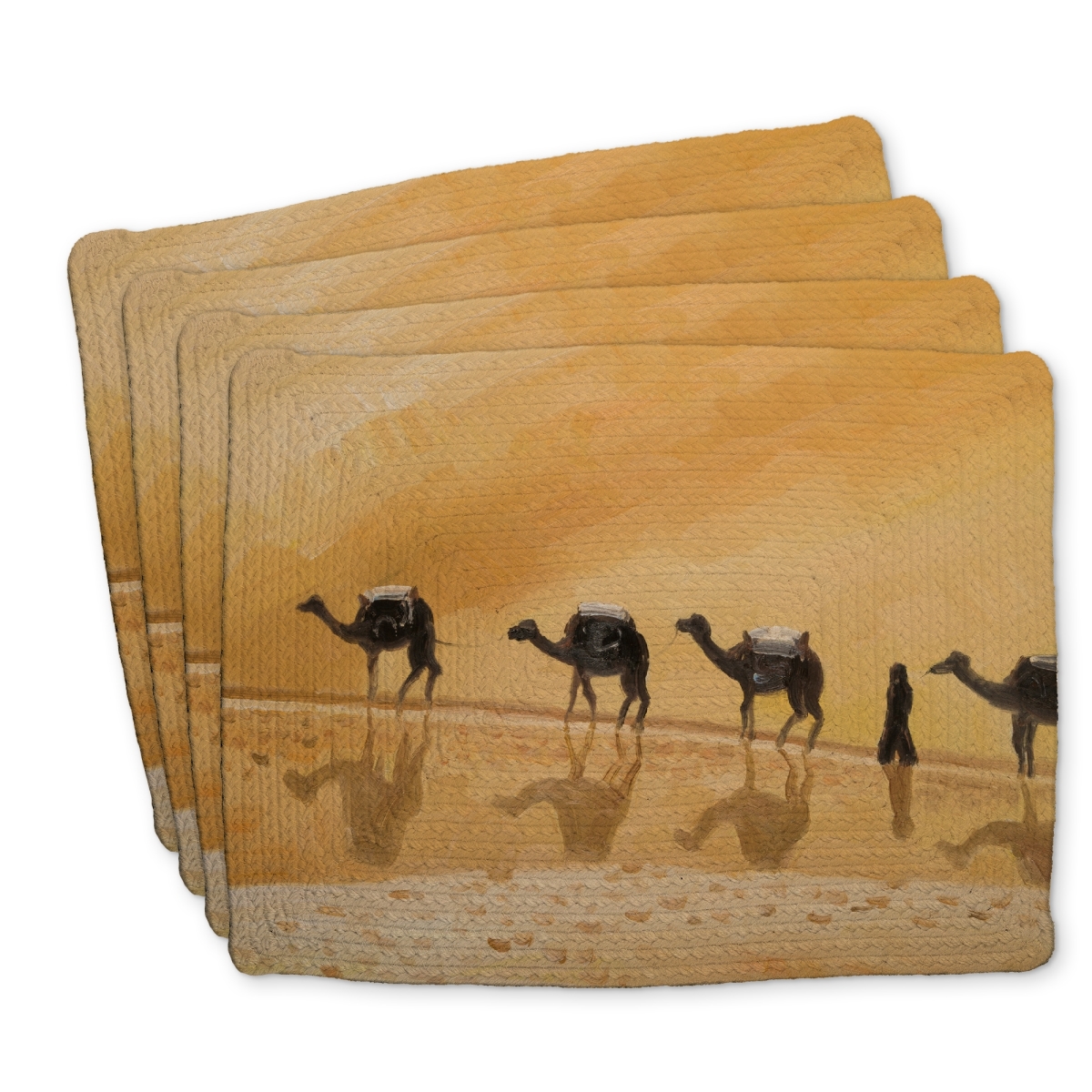 Picture of Begin Home Decor C4BP1418ILGH7P 14 x 18 in. Walking in the Desert Braided Polyester Placemat - Home Decor - Set of 4