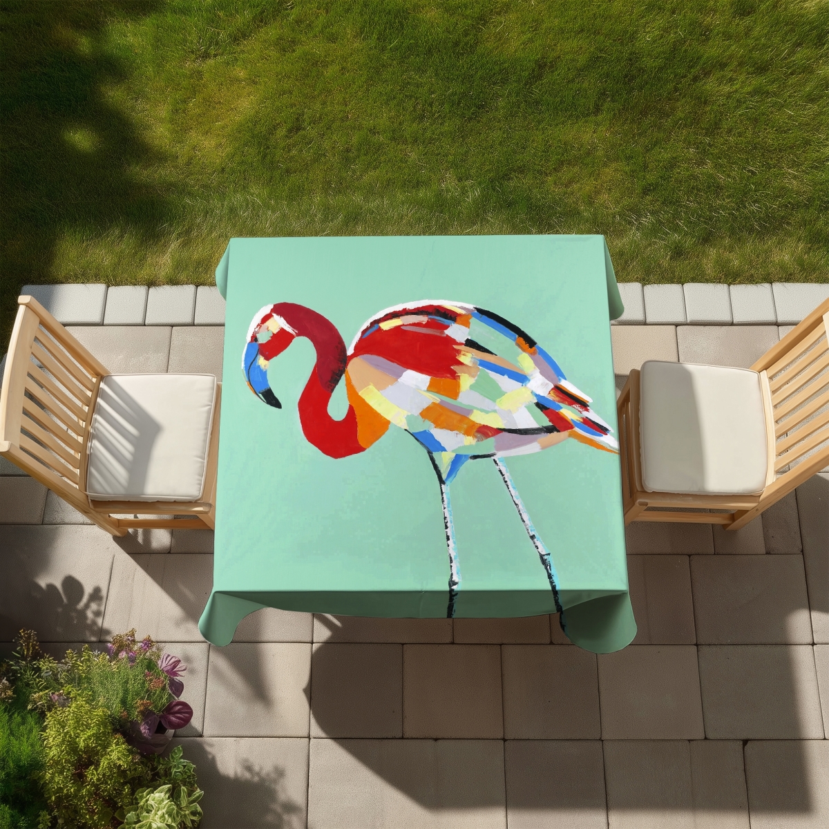 Picture of Begin Home Decor C1TC58584KN2SZ 58 x 58 in. Multicolored Flamingo Tablecloth - Exotic Home Decor, Indoor & Outdoor
