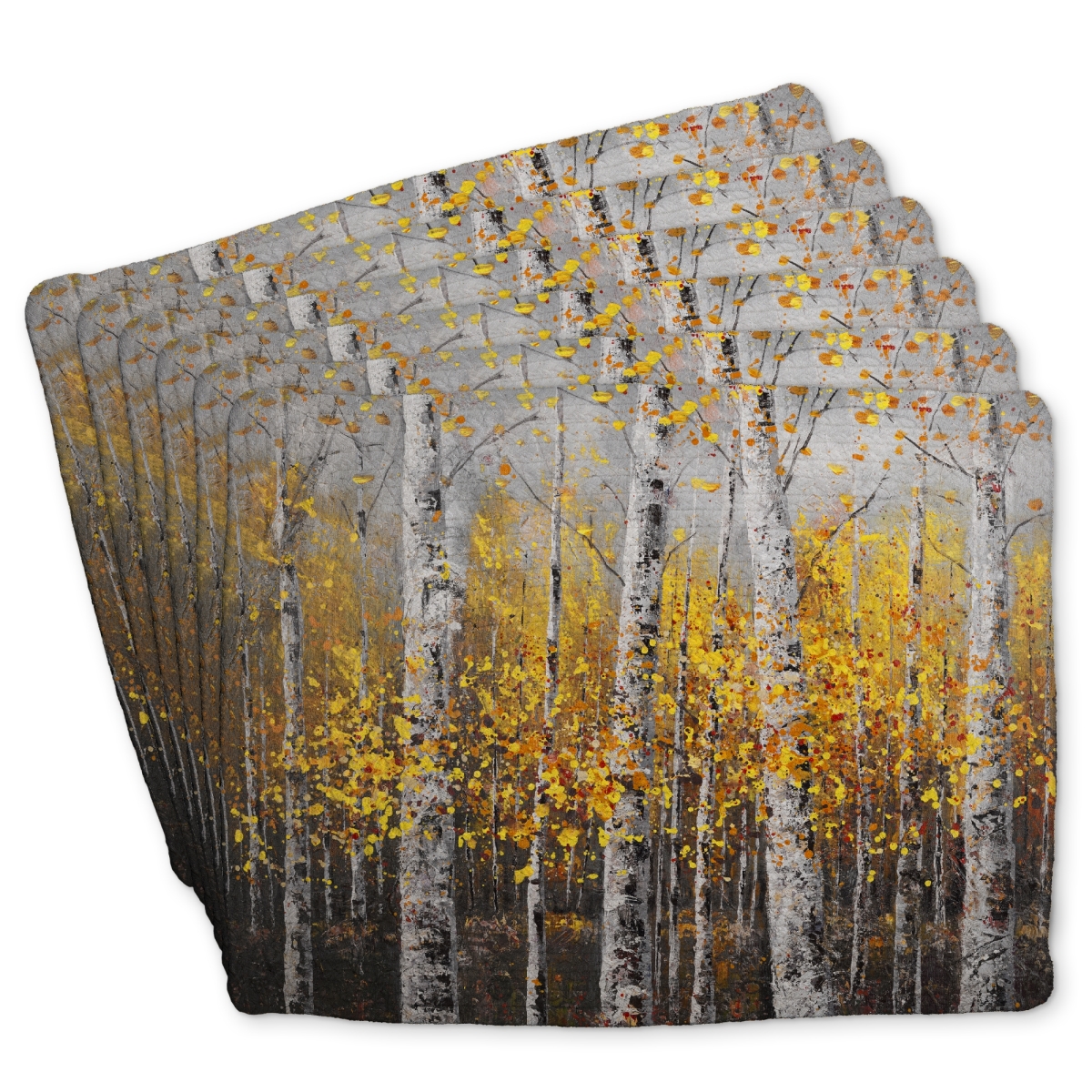 Picture of Begin Home Decor C6BP14187VPLWP 14 x 18 in. Sunny Birch Trees Braided Polyester Placemat for Home Decor - Set of 6
