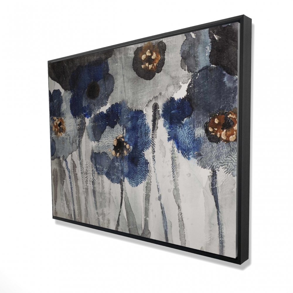 2081-3648-FL96 36 x 48 in. Blue Blurry Flowers - Contemporary Floral Canvas Art - Home Decor