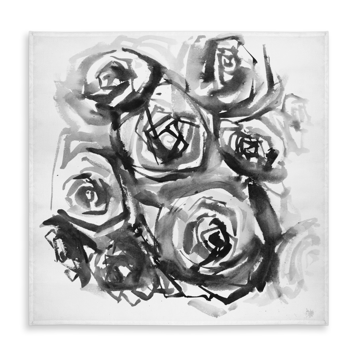 Picture of Begin Home Decor C1TC5858E0QLZF 58 x 58 in. Monochrome Abstract Roses Tablecloth - Floral Minimalist Decor