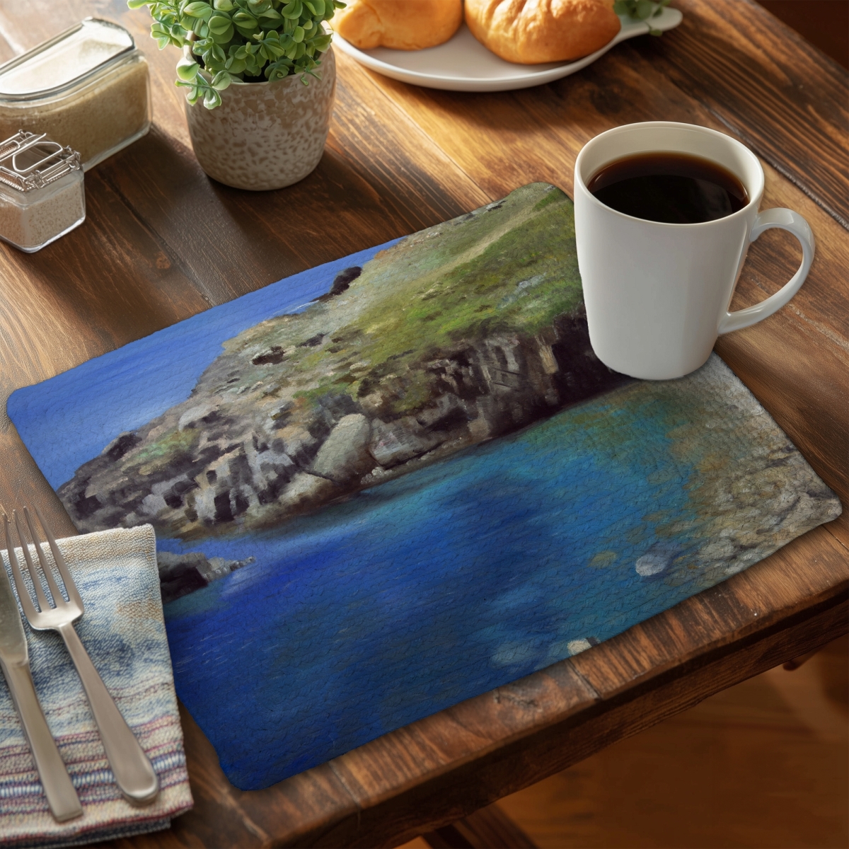 Picture of Begin Home Decor C6BP14185280ZW 14 x 18 in. Spanish Coast Braided Polyester Placemat - Home Decor Accent - Set of 6