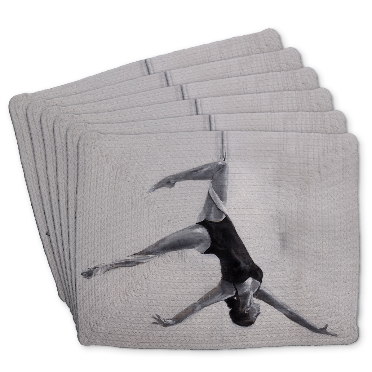 Picture of Begin Home Decor C6BP1418K582EJ 14 x 18 in. Dancer on Aerial Silks Braided Polyester Placemats - Home Decor - Set of 6