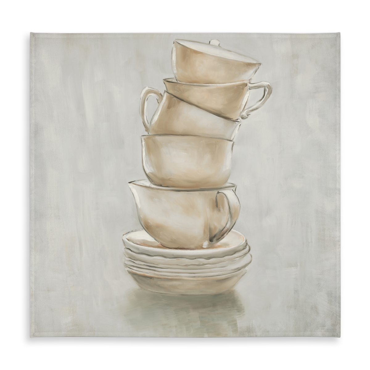 Picture of Begin Home Decor C1TC5858U3VZ76 58 x 58 in. Coffee Mugs Gray Tablecloth - Indoor & Outdoor Home Decor