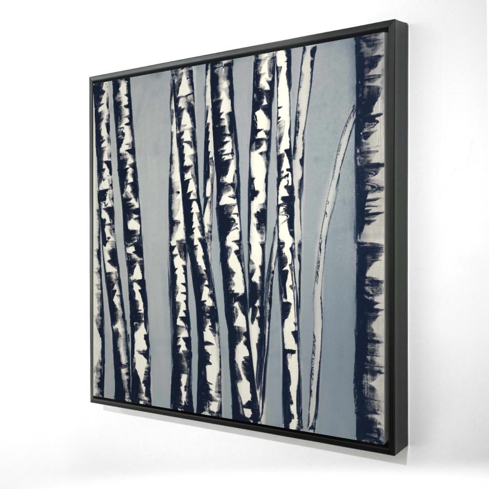 2081-2424-LA51-1 24 x 24 in. Blue Trees Abstract Birch Forest Canvas - Framed Home Decor