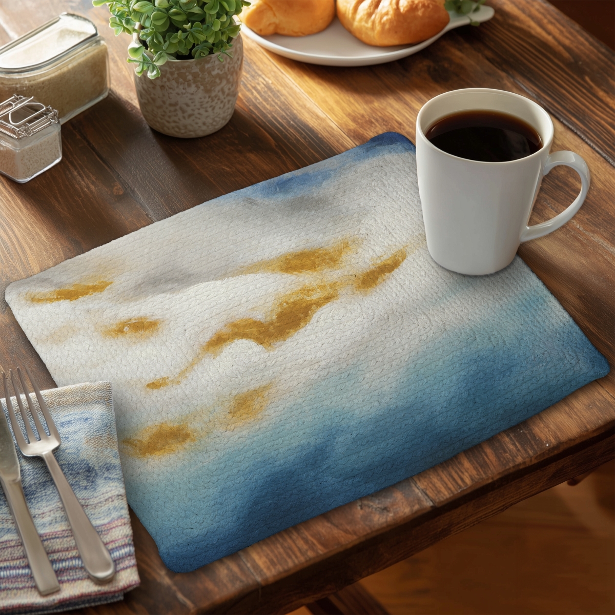 Picture of Begin Home Decor C4BP1418JQZ2UU 14 x 18 in. Abstract Landscape Braided Polyester Placemat - Home Decor - Set of 4