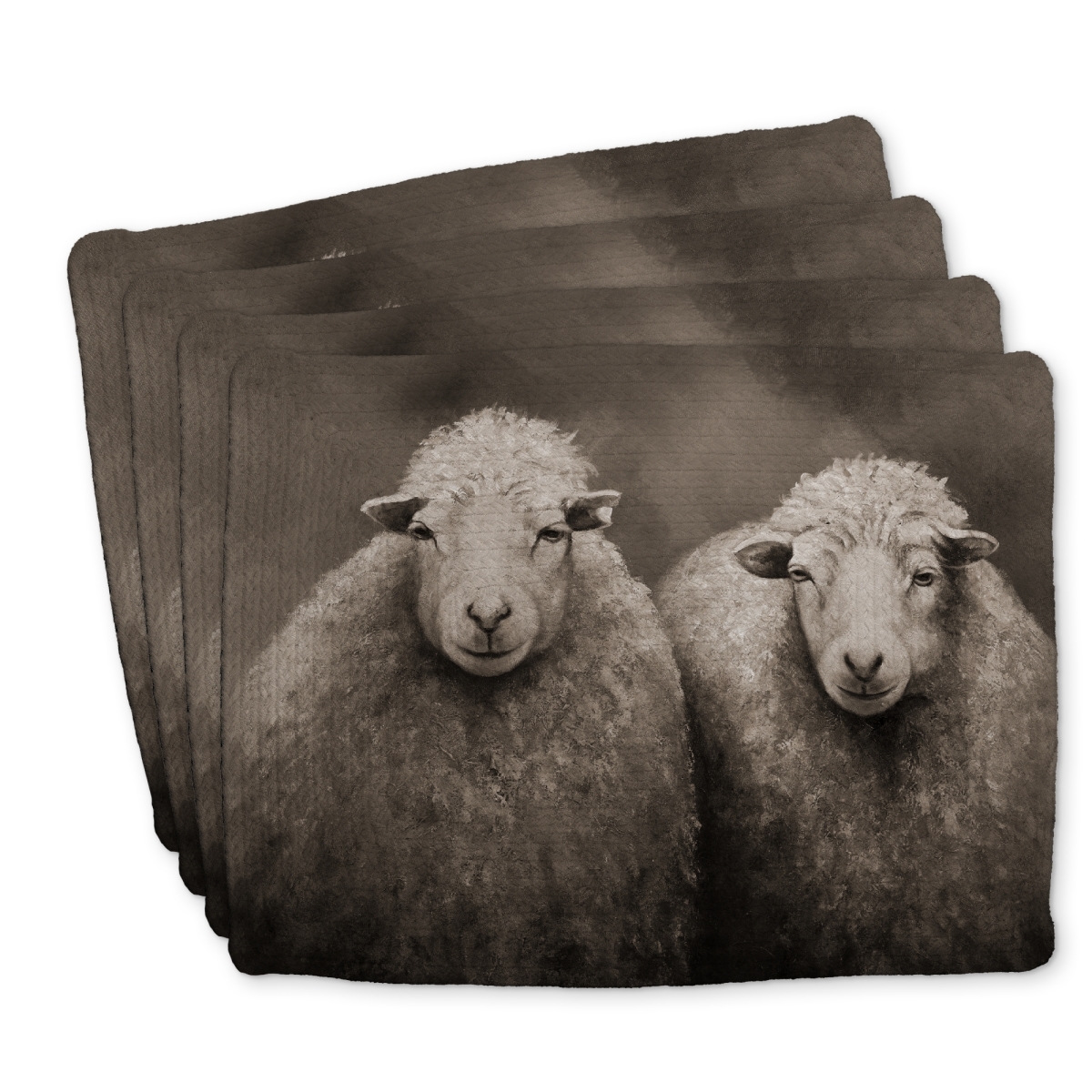 Picture of Begin Home Decor C4BP1418LXA4UE 14 x 18 in. Sheep Sepia Braided Polyester Placemats for Home Decor - Set of 4