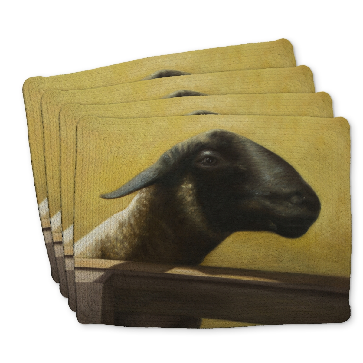 Picture of Begin Home Decor C4BP1418UUFTEW 14 x 18 in. Young Ram Braided Polyester Placemats - Stylish Home Decor - Set of 4