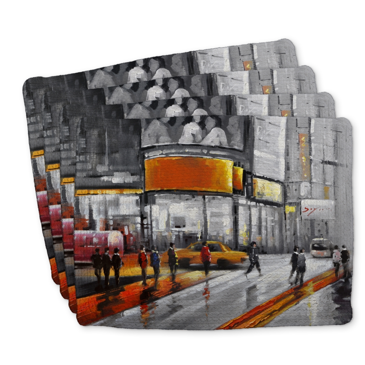 Picture of Begin Home Decor C4BP1418ZRHQ01 14 x 18 in. Circulation in Times Square - Braided Polyester Placemat - Home Decor - Set of 4