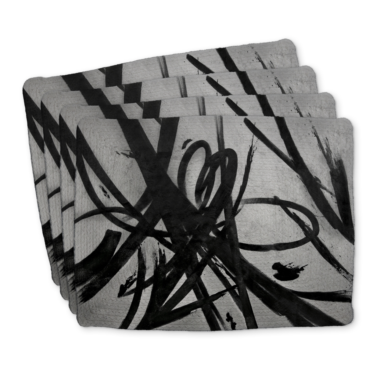 Picture of Begin Home Decor C4BP1418BQ58IL 14 x 18 in. Circular Strokes Braided Polyester Placemat - Home Decor - Set of 4