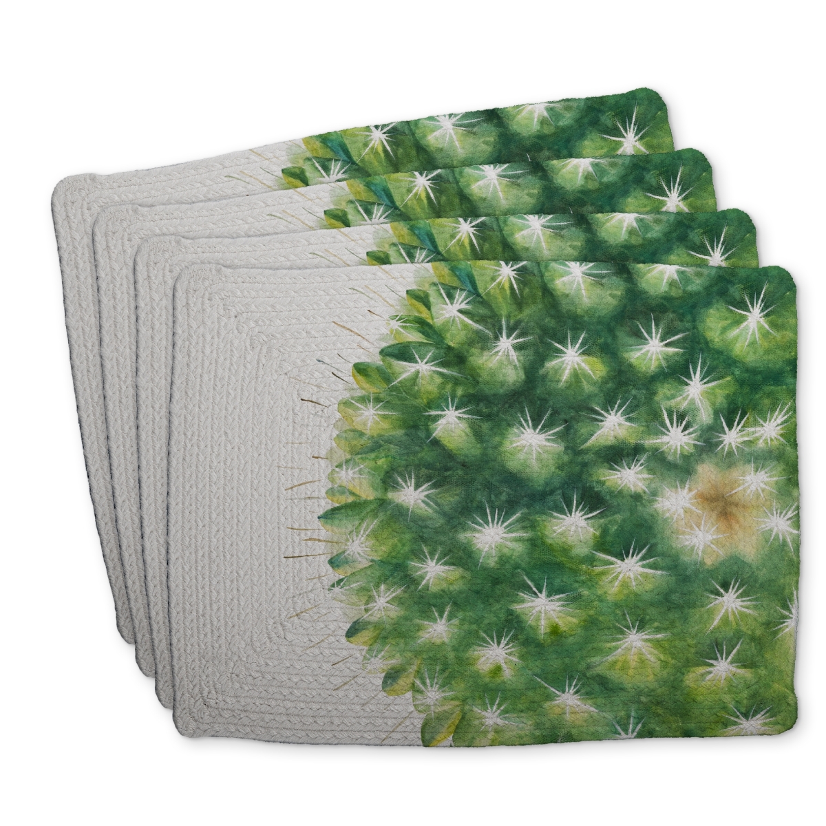 Picture of Begin Home Decor C4BP1418EWXRXZ 14 x 18 in. Watercolor Mini Cactus - Braided Polyester Placemat for Home Decor - Set of 4