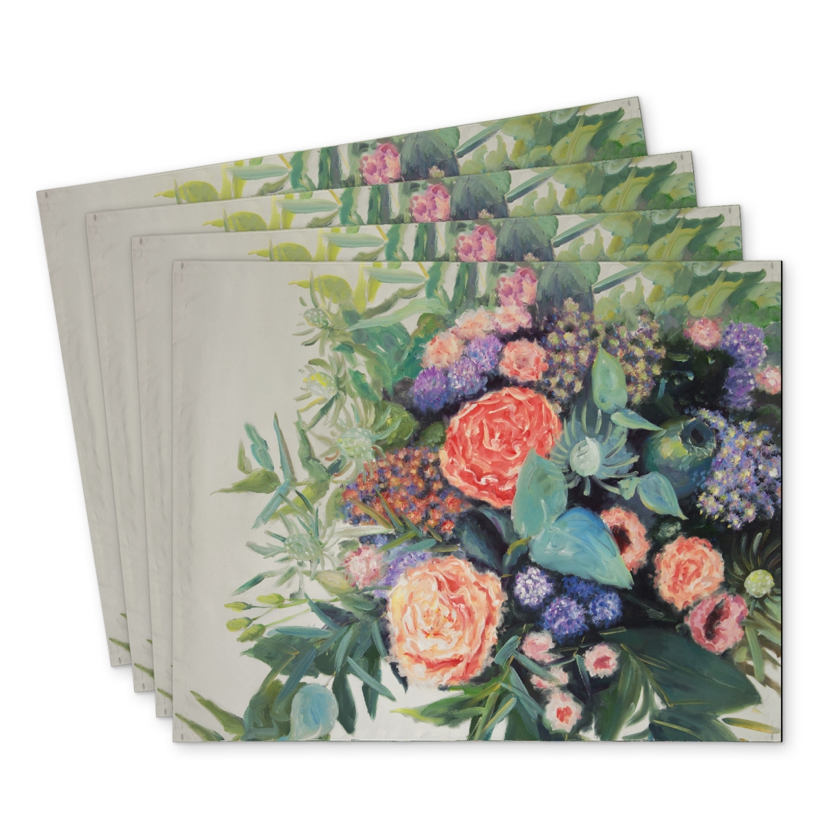 Picture of Begin Home Decor C4PP14183N2XQI 14 x 18 in. Flowers Melody Polyester Placemat for Elegant Home Decor - Set of 4
