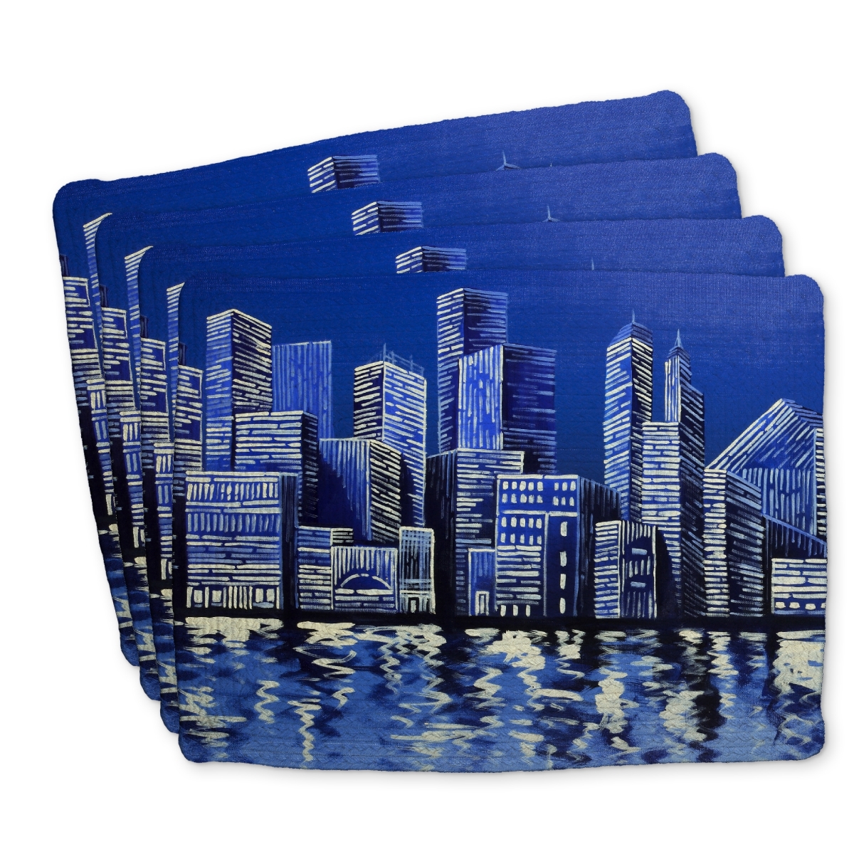 Picture of Begin Home Decor C4BP1418D4Q5WQ 14 x 18 in. Blue Skyline Braided Polyester Placemat - Home Decor Accent - Set of 4