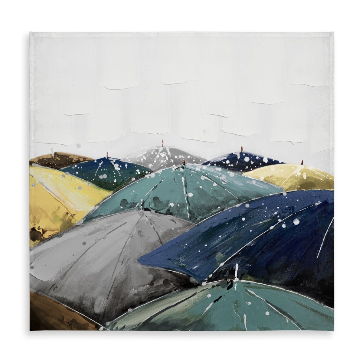Picture of Begin Home Decor C1TC5858Y2G85N 58 x 58 in. Umbrellas Blue Tablecloth - Indoor Outdoor Home Decor
