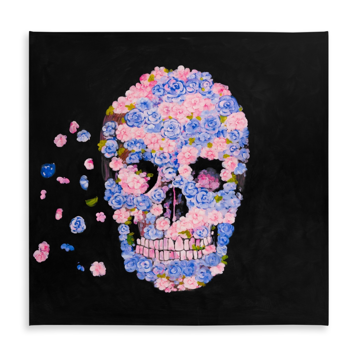Picture of Begin Home Decor C1TC585804XE84 58 x 58 in. Skull Blue Tablecloth - Indoor & Outdoor Home Decor - Flowers