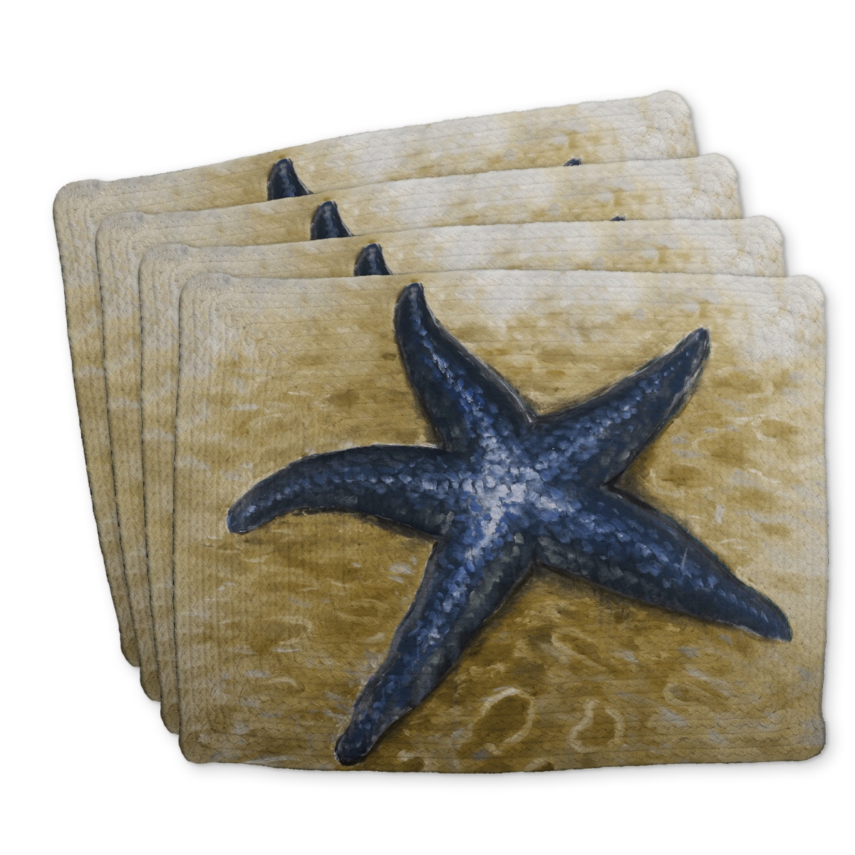 Picture of Begin Home Decor C4BP1418OCQBYT 14 x 18 in. Beautiful Starfish Braided Polyester Placemat for Home Decor - Set of 4