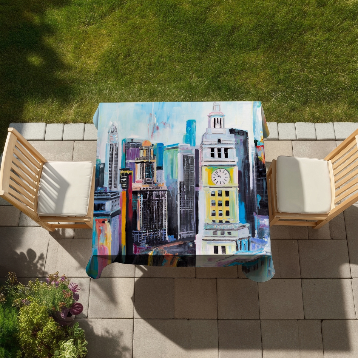 Picture of Begin Home Decor C1TC585865Z4TG 58 x 58 in. Cityscape Manhattan Tablecloth - Indoor & Outdoor Home Decor