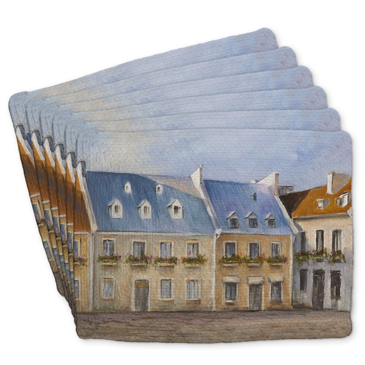 Picture of Begin Home Decor C6BP14181WE1ZH 14 x 18 in. Old Quebec City Braided Polyester Placemat - Home Decor - Set of 6