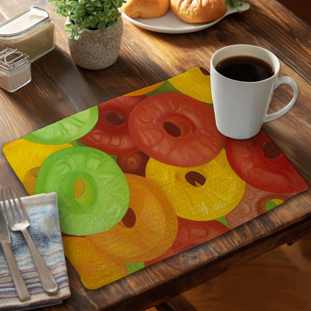 Picture of Begin Home Decor C4BP1418E4L5SI 14 x 18 in. Colorful Jujubes - Braided Polyester Placemats for Home Decor - Set of 4