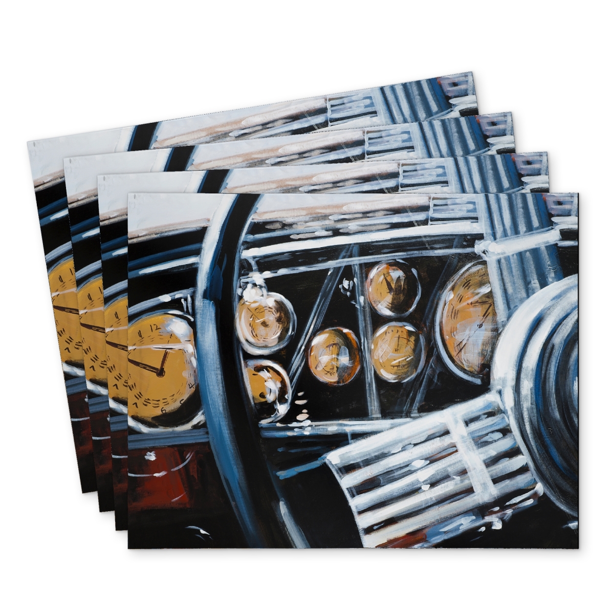 Picture of Begin Home Decor C4PP14184ZNHG1 14 x 18 in. Vintage Car Interior Polyester Placemat - Home Decor Accent - Set of 4
