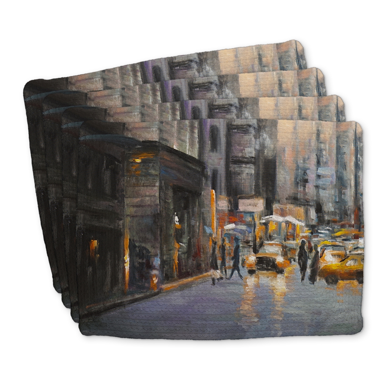 Picture of Begin Home Decor C4BP1418OWK7ZB 14 x 18 in. Morning in the Streets of   York City - Braided Placemat - Set of 4