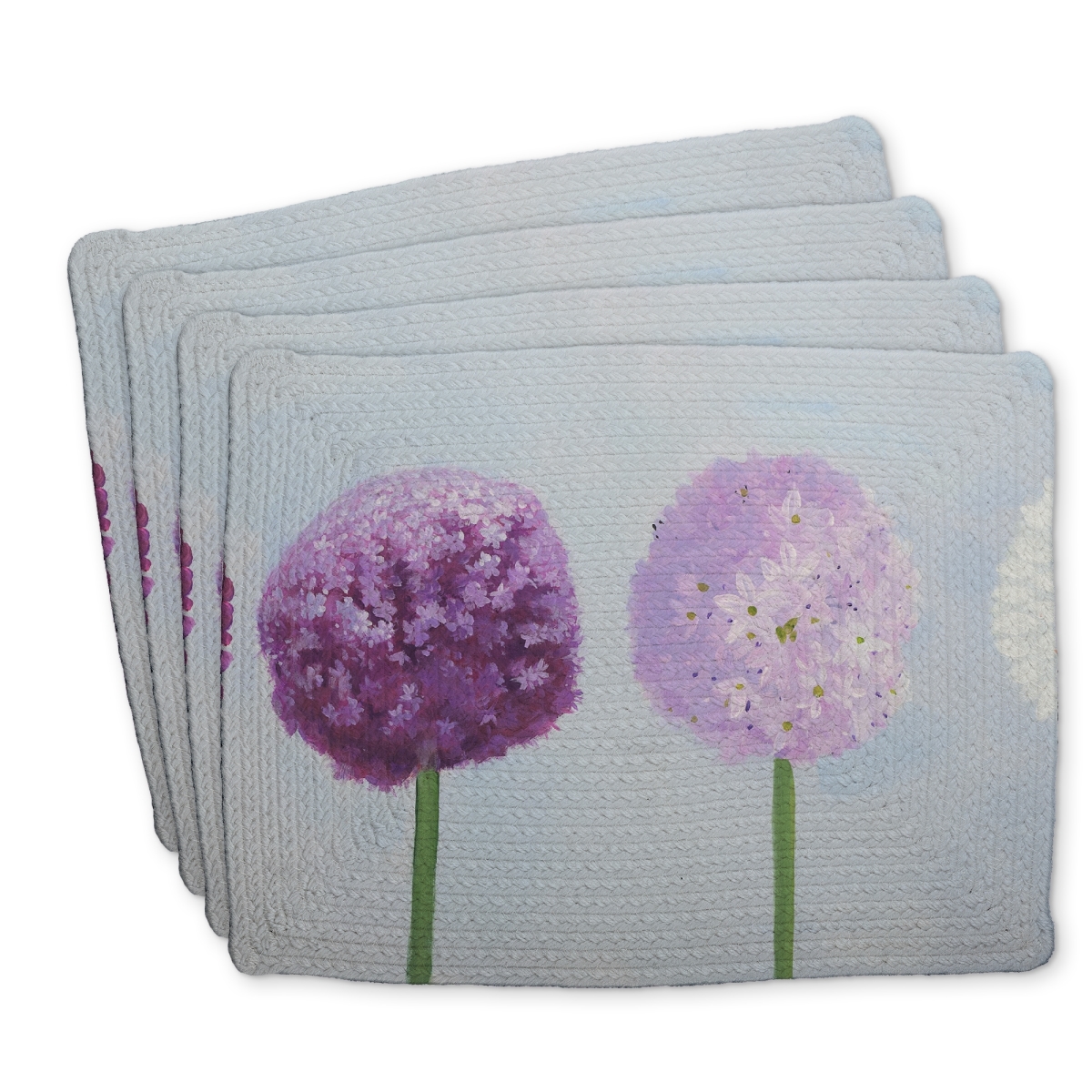 Picture of Begin Home Decor C4BP14183DT73C 14 x 18 in. Dahlia Pompon Braided Polyester Placemat for Home Decor - Set of 4