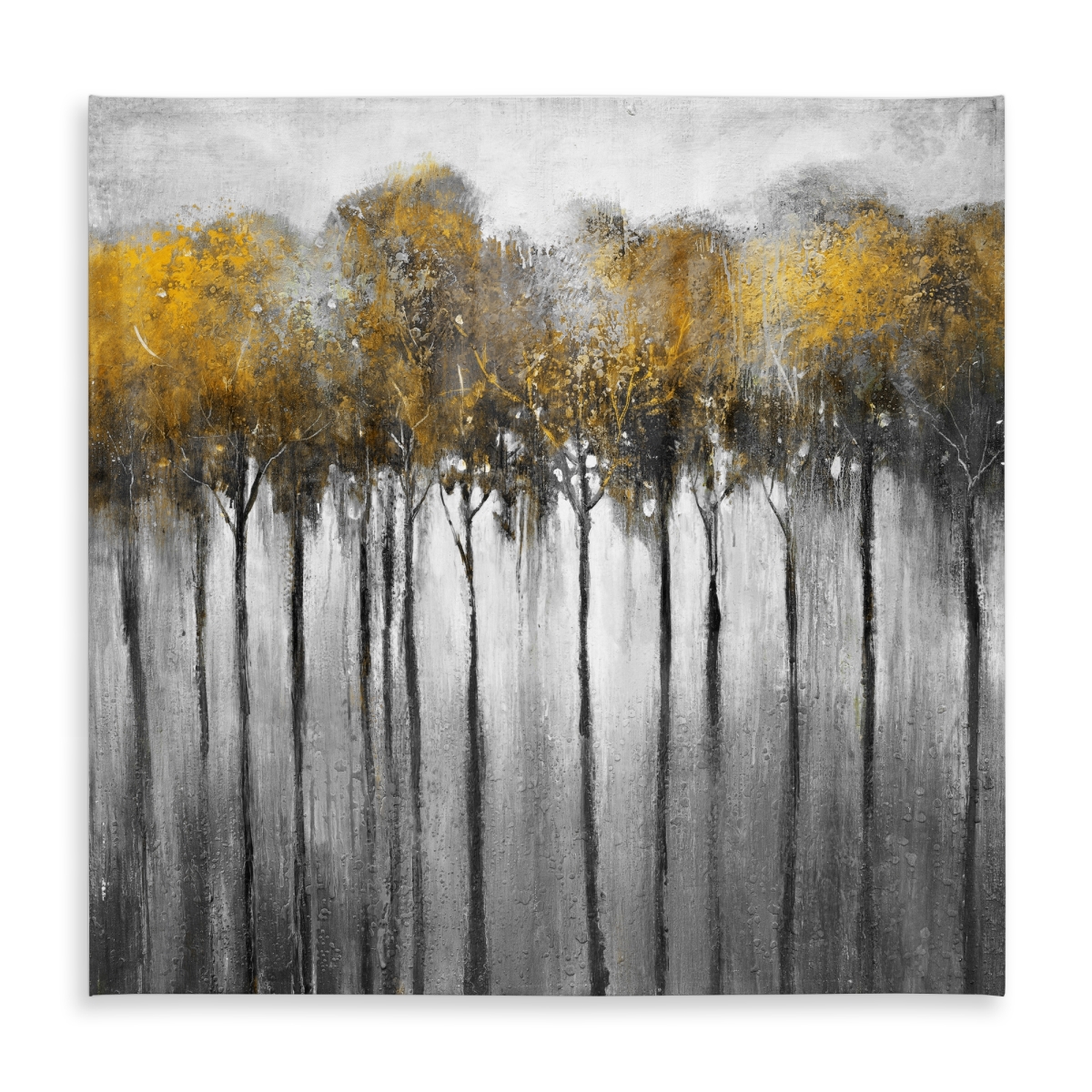 Picture of Begin Home Decor C1TC5858ADJYGR 58 x 58 in. Gray Office Trees Tablecloth - Abstract Yellow Forest Decor