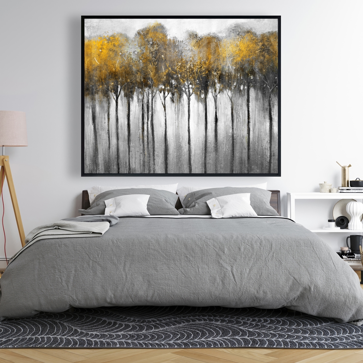 C1FC48602E7VVV 48 x 60 in. Abstract Yellow Forest - Framed Canvas for Home Decor