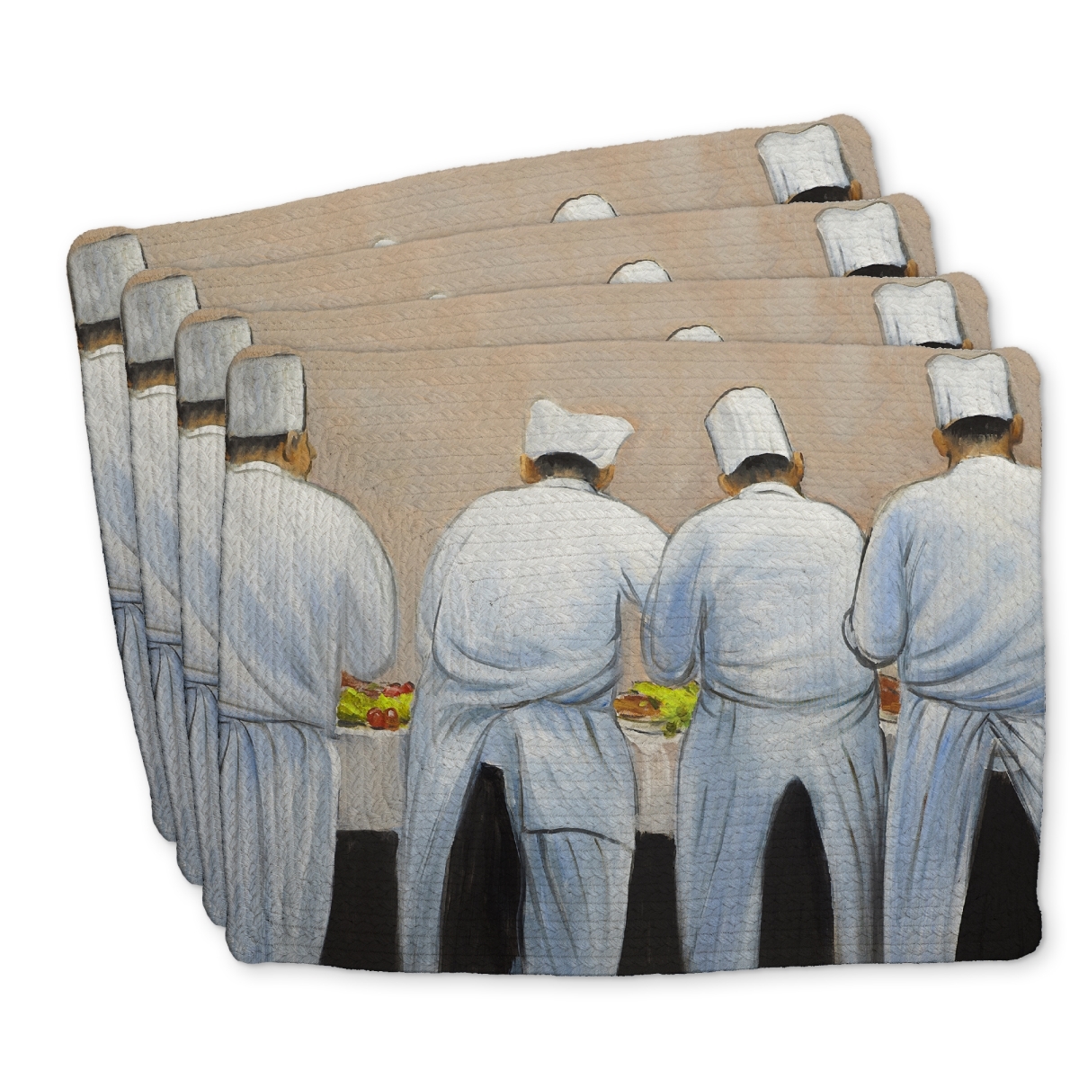 Picture of Begin Home Decor C4BP14186EILDS 14 x 18 in. Cooks Chefs Working Together Braided Polyester Placemat - Home Decor - Set of 4
