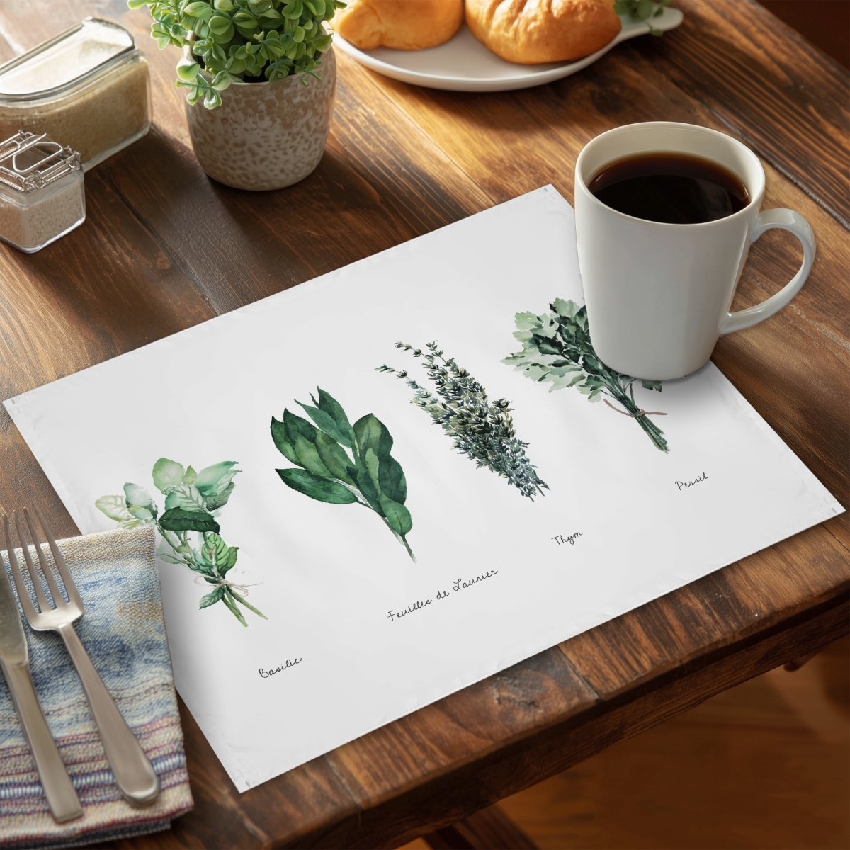 Picture of Begin Home Decor C4PP1418DBMHRI 14 x 18 in. Fines Herbes Polyester Placemat - Elegant Home Decor Accent - Set of 4