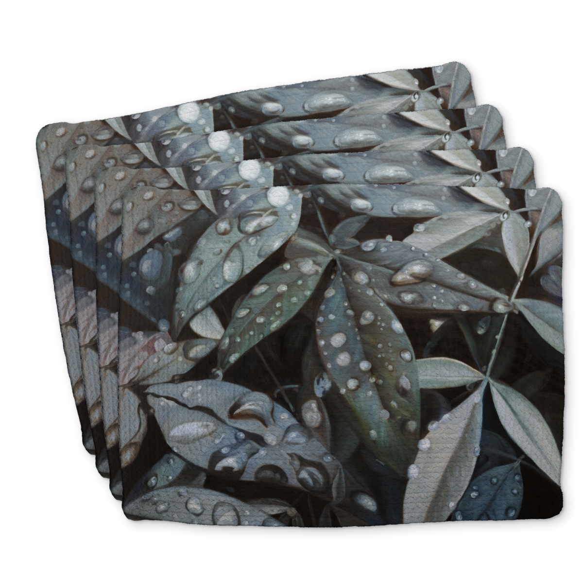 Picture of Begin Home Decor C4BP141849P08E 14 x 18 in. Leaves After Rain - Braided Polyester Placemat for Home Decor - Set of 4