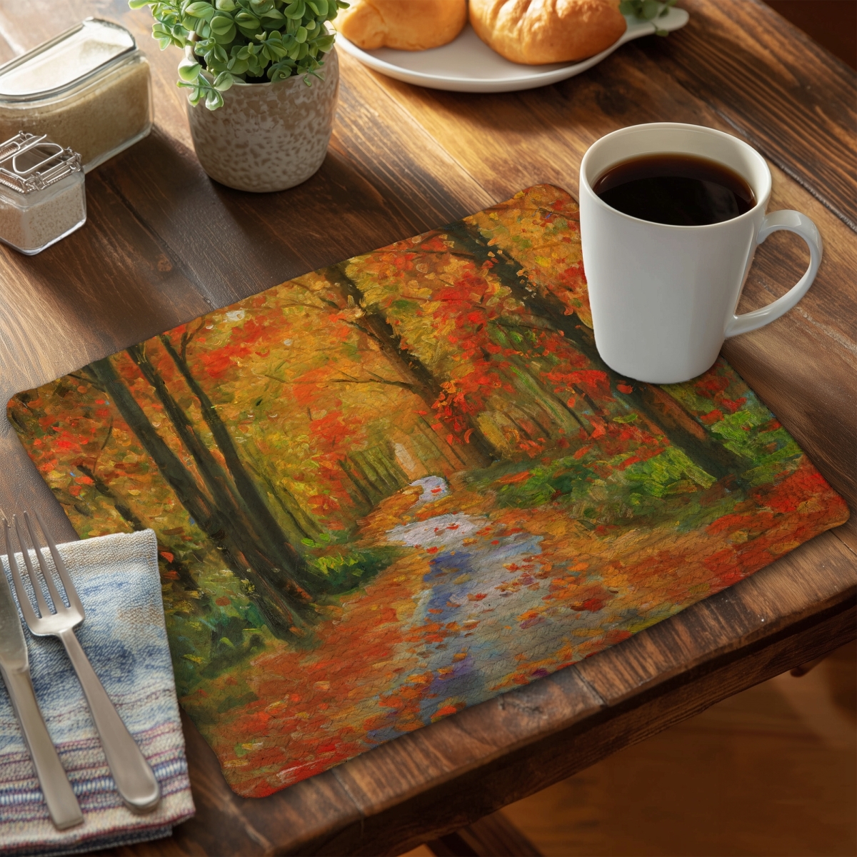Picture of Begin Home Decor C4BP1418BNZ25J 14 x 18 in. Autumn Trail Braided Polyester Placemat for Home Decor - Set of 4
