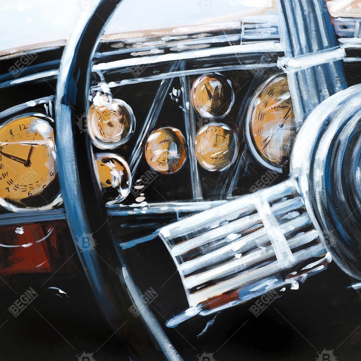 Picture of Begin Home Decor C1TC5858AV2K2T 58 x 58 in. Transportation Blue Tablecloth - Vintage Car Decor - Indoor & Outdoor