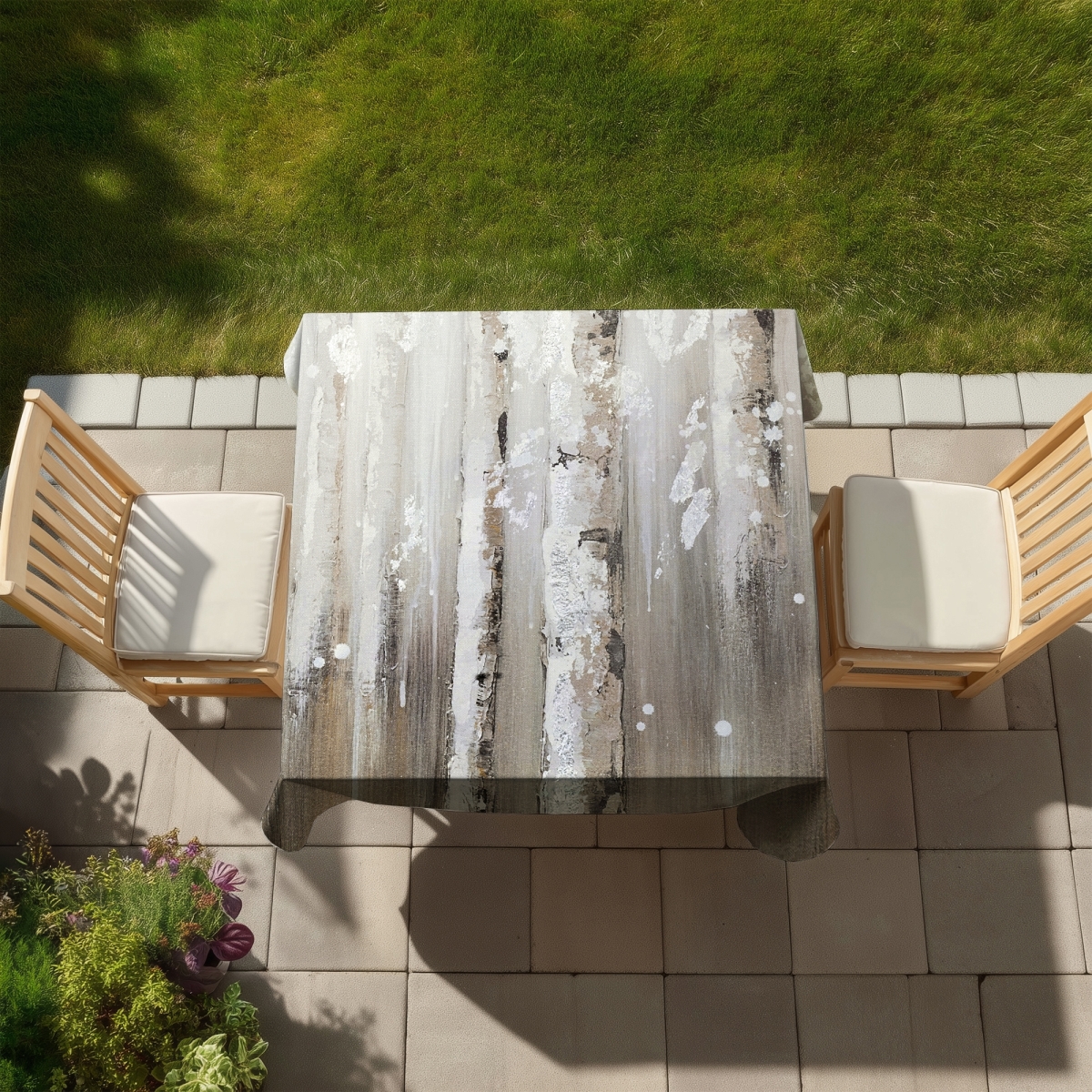 Picture of Begin Home Decor C1TC5858SGFDAJ 58 x 58 in. Beige Trees Landscapes Tablecloth - Delicate Birch Trees Decor