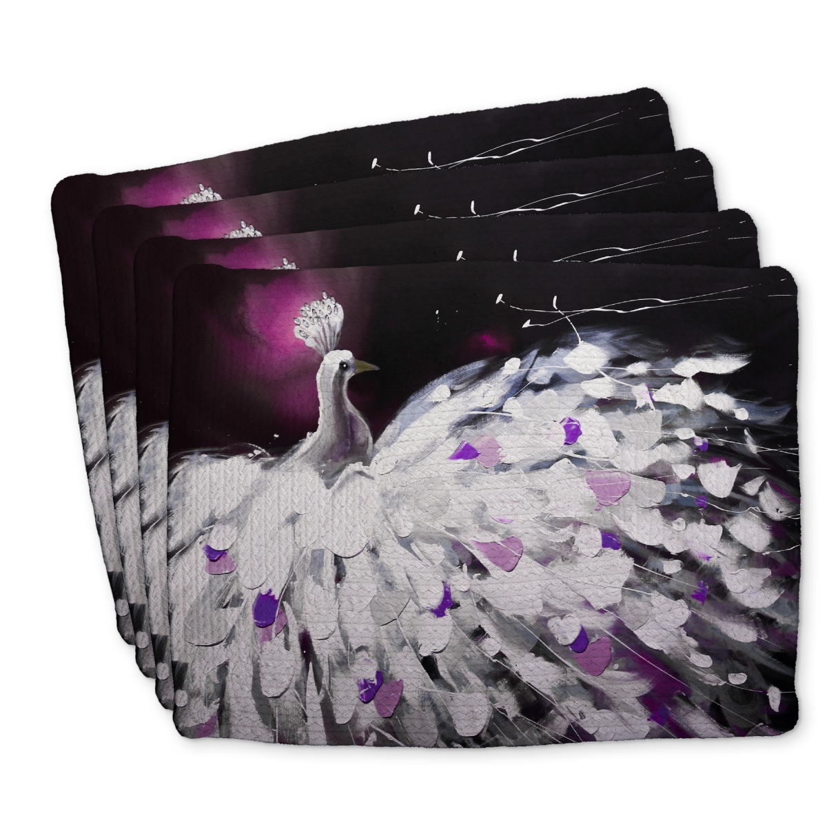 Picture of Begin Home Decor C4BP14181QRWK6 14 x 18 in. Purple Peacock Braided Polyester Placemat for Home Decor - Set of 4