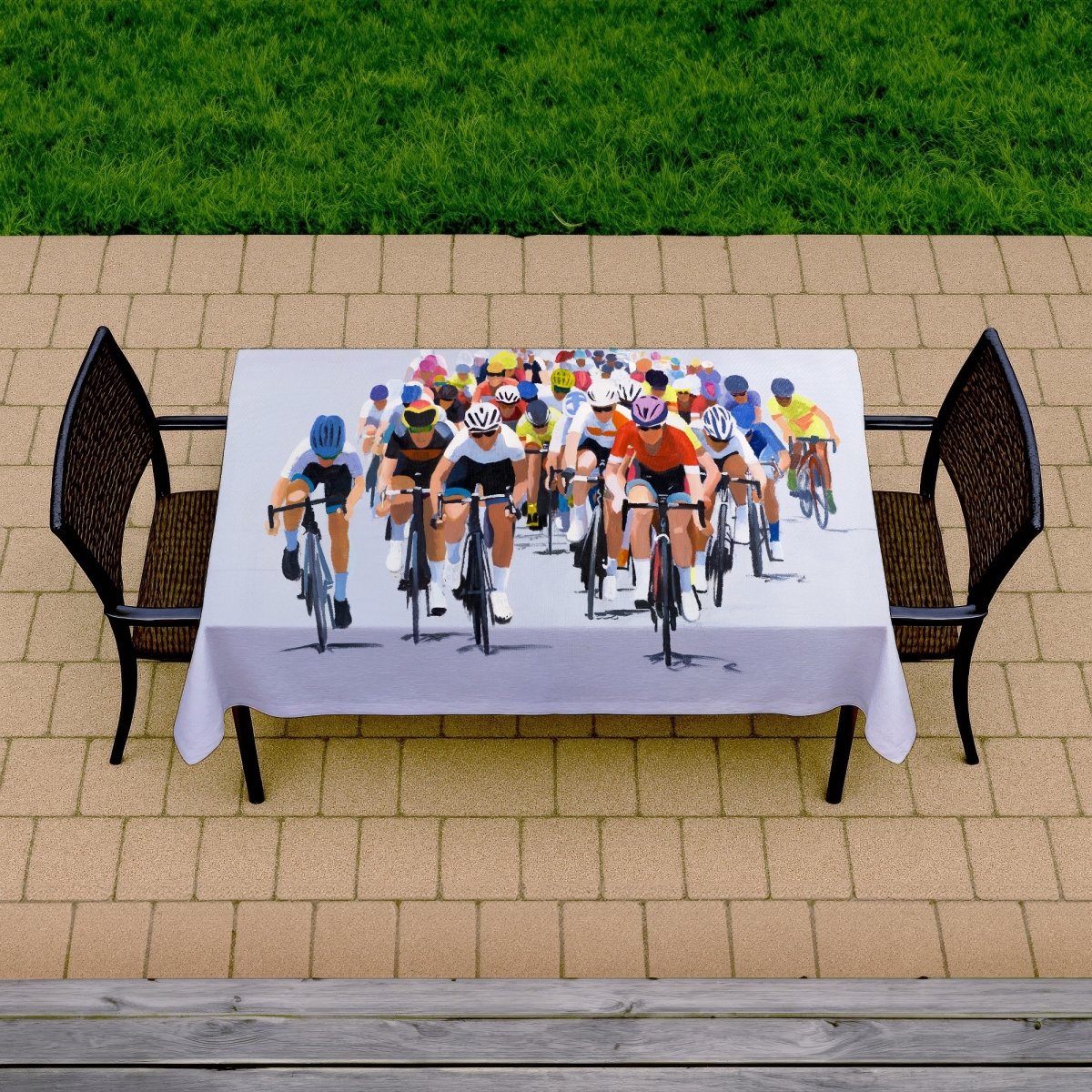 Picture of Begin Home Decor C1TCLRGEXAMYGN 58 x 102 in. Cycling Competition Tablecloth - Blue Indoor & Outdoor Decor