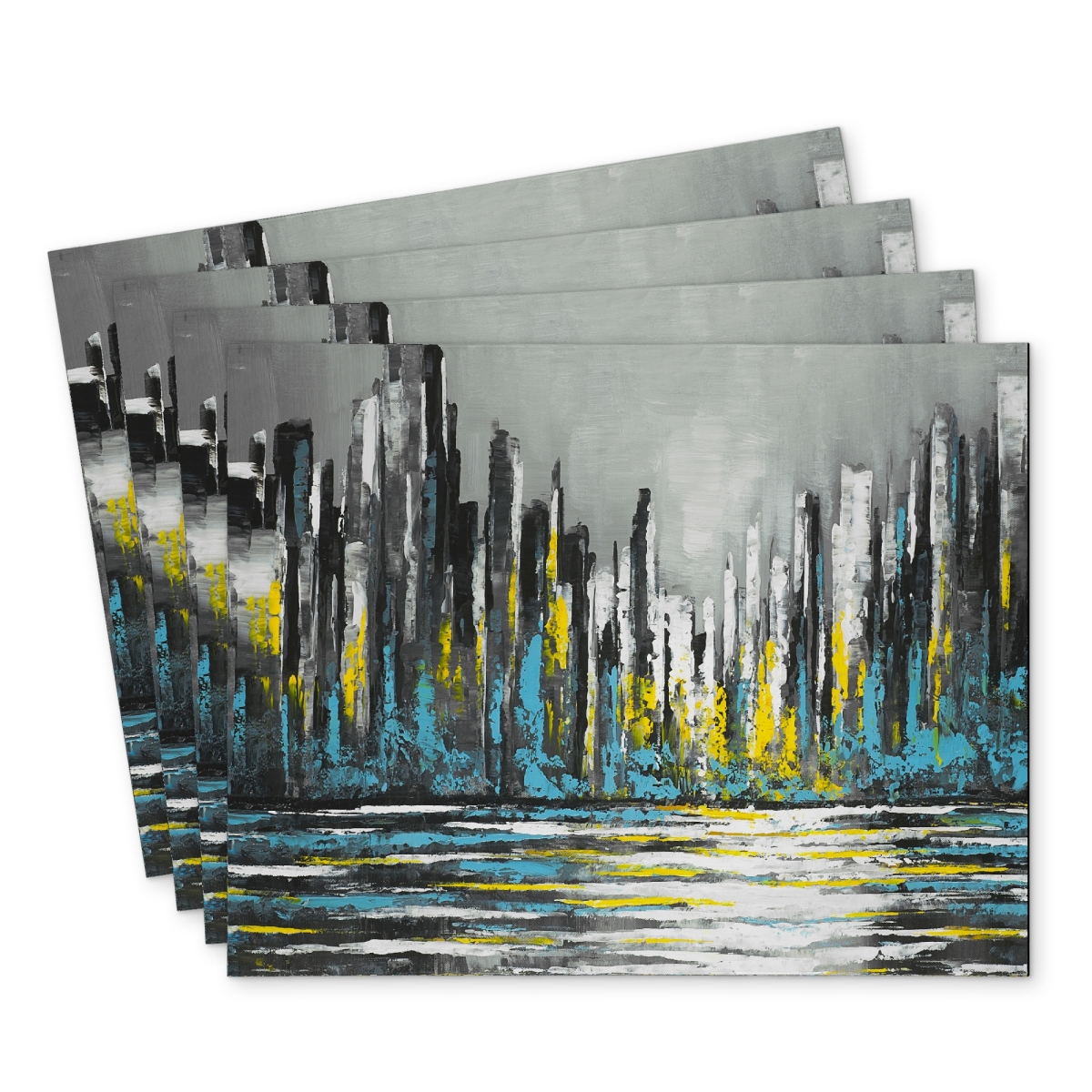 Picture of Begin Home Decor C4PP1418Y1BIDB 14 x 18 in. Abstract Blue Skyline Polyester Placemat - Home Decor Accent - Set of 4